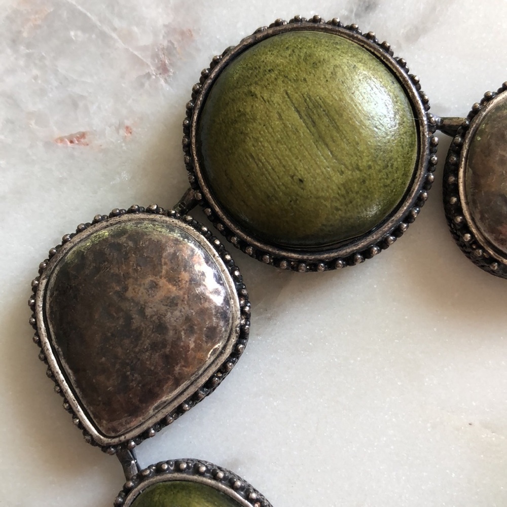 Lucky Brand Green Wood And Metal Cabachon Bracelet - Picture 9 of 15